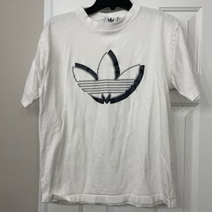 adidas White Short Sleeve Trefoil Logo Tee